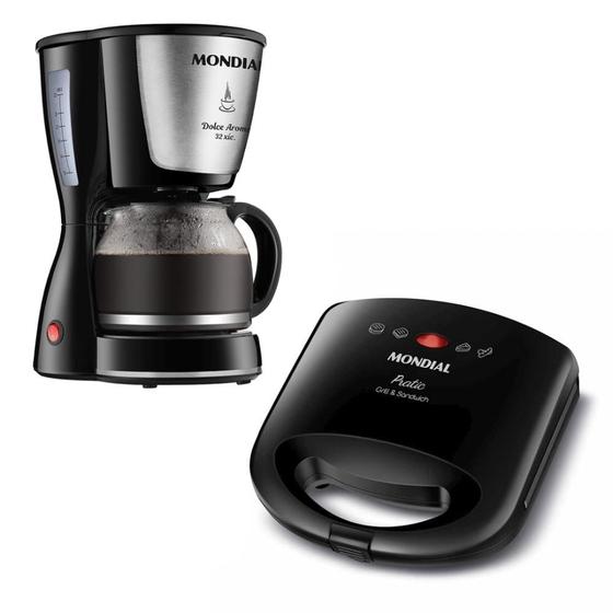 Imagem de Kit Cozinha Mondial Dolce Arome Pratic com Cafeteira e Sanduicheira C-32 SN-01