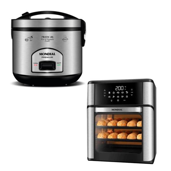 Imagem de Kit Cozinha Mondial Pratic Premium com Air Fryer Oven e Panela de Arroz AFO-12 PE-42