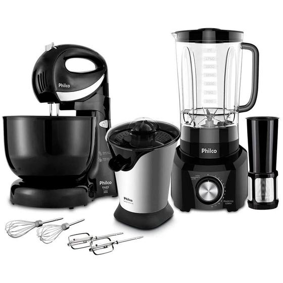 Kit Cozinha Philco Batedeira + Liquidificador + Espremedor PKT35P Turbo, 127V, Preto Menor preço em Kit Cozinha Philco Batedeira + Liquidificador + Espremedor PKT35P Turbo, 127V, Preto