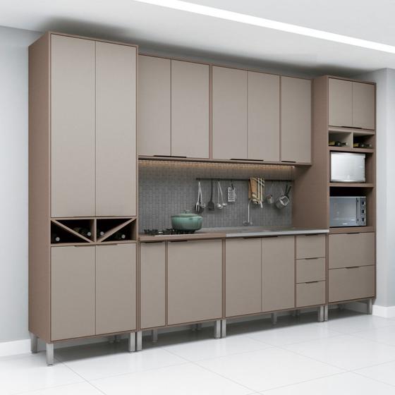 Armário de Cozinha Modulado Sabrina 360x202 Cm 6 Peças mdp Preto menu no Shoptime