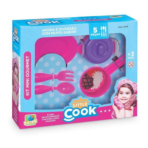 Imagem de Kit cozinha rosa mini gourmet little cook toyer brinquedos 5 peças