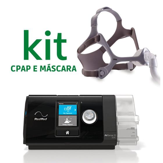 Imagem de Kit cpap s10 airsense elite + máscara nasal wisp base tecido tam.u 