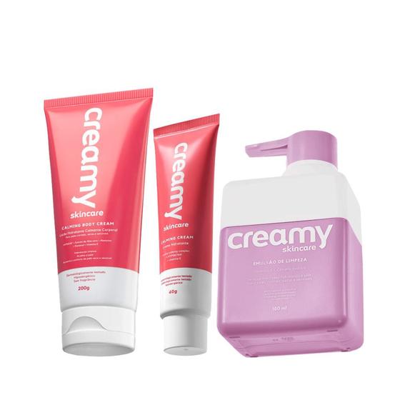Imagem de Kit Creamy Skincare Emulsão Limpeza Hidratante Facial e Corporal (3 produtos)