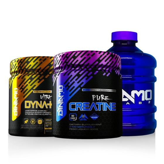 Imagem de Kit Creatina 100% Pura 150G + Dyna'Kout 360G + Galão Dynamo