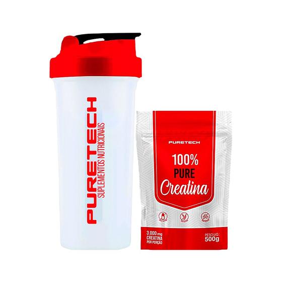 Imagem de Kit Creatina 100% Pure 500g + Coqueteleira 700ml - PURETECH