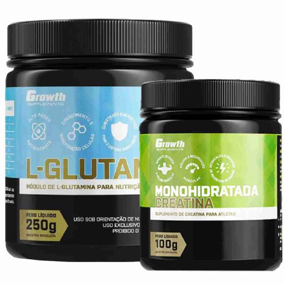 Kit Creatina 100g Monohidratada + Glutamina Pura 250g Growth Growth