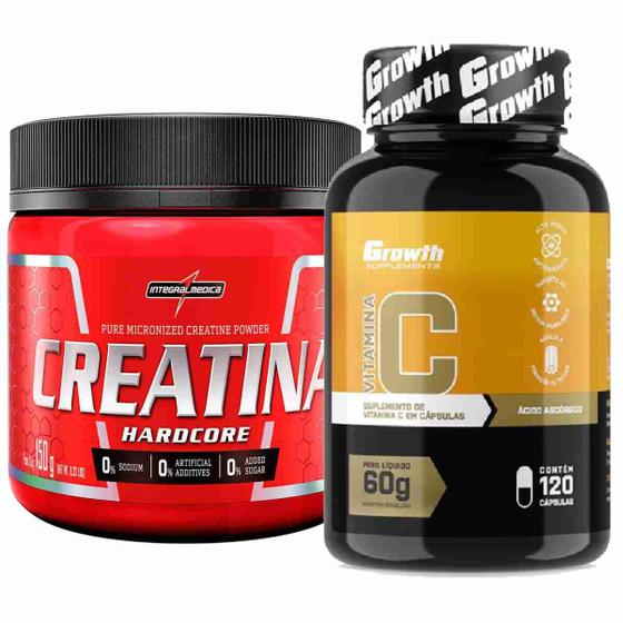 Imagem de Kit Creatina 150g Integral + Vitamina C 120 Caps Growth