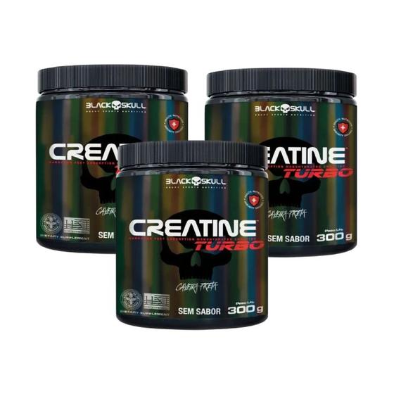 Imagem de kit Creatina Turbo Neutro (300g) Black Skull 3 unidades