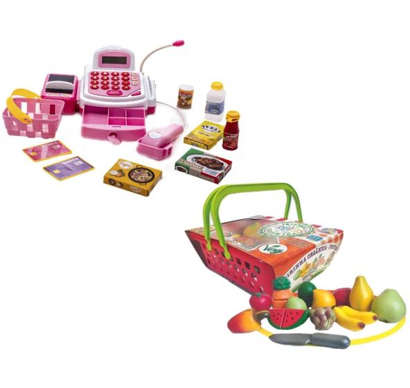 Imagem de Kit Crec Crec Feira Frutas Com Cesta Caixa Registradora