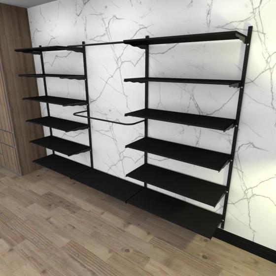 Kit cremalheiras e araras para loja com 45 peças regulável 300x200 cm cor preto modelo clst2ljp407 Menor preço em Kit cremalheiras e araras para loja com 45 peças regulável 300x200 cm cor preto modelo clst2ljp407