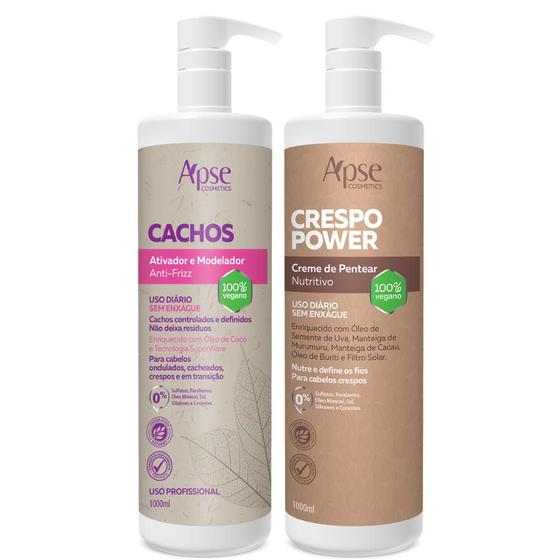 Imagem de Kit Creme Crespo Power + Ativador De Cachos 1 Litro Apse