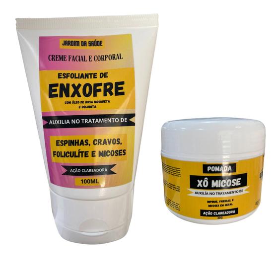 Imagem de kit Creme de Enxofre facial e corporal + Pomada Xô Micose Micoses Acne, Manchas, foliculites