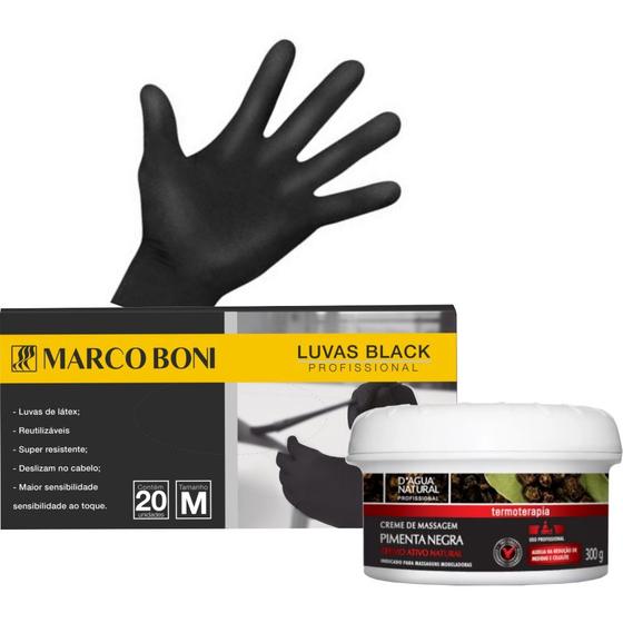 Imagem de Kit Creme De Pimenta Negra 300g E 10 Pares Luvas Latex M  Mb