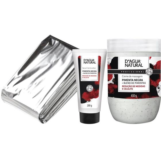 Imagem de Kit creme de pimenta negra 650g gel termoativo lençol mayler