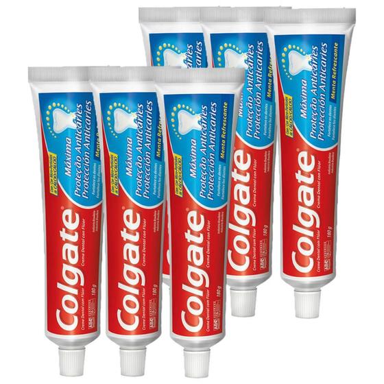 Imagem de Kit Creme Dental Colgate Máxima Proteção Anticáries Tamanho Família 180g com 6 unidades