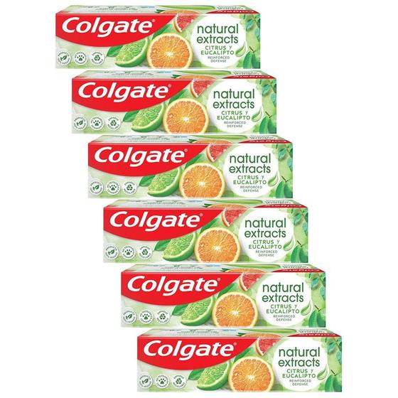 Imagem de Kit Creme Dental Colgate Natural Extracts Citrus e Eucalipto 90g com 6 unidades