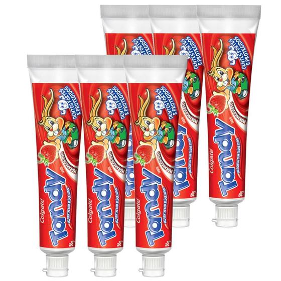 Imagem de Kit Creme Dental Colgate Tandy Morangostoso 50g com 6 unidades