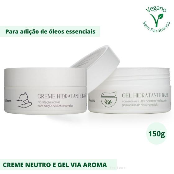 Imagem de Kit Creme e Gel Hidratante Neutro Via Aroma 150g Base Carreador