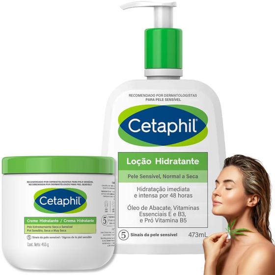 Imagem de Kit Creme Loção Hidratant E Cetaphil Corpo Rosto Pele Seca