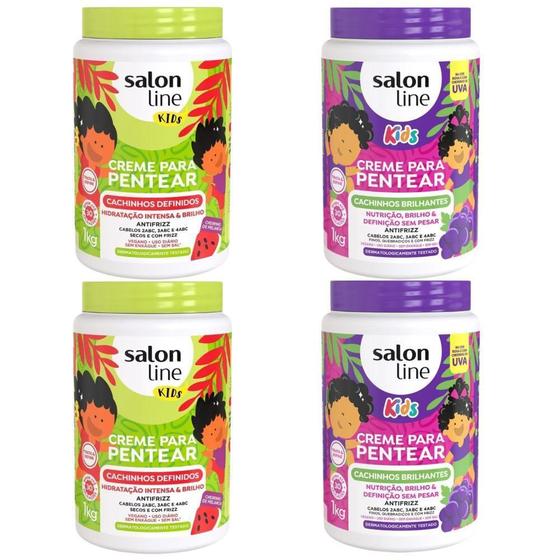 Imagem de Kit Creme Salon Line Kids Melancia + Uva 1Kg Com 4