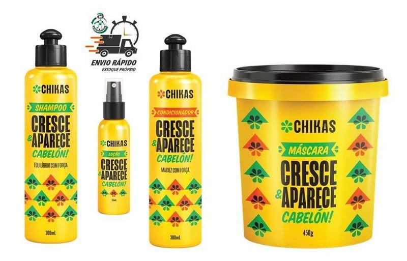 Imagem de Kit Cresce & Aparece Shampoo Cond Máscara e Loção Chikas