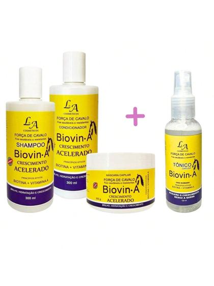 Imagem de Kit Crescimento Capilar Biovin-A Força de Cavalo + Tônico Crescimento LA Cosméticos 3x300g + 120ml