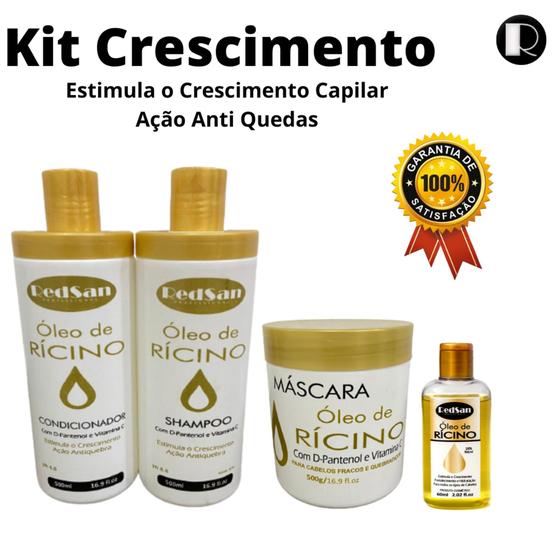 Imagem de Kit Crescimento Shampoo + Condicionador + Máscara + Óleo de Rícino