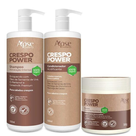 Imagem de Kit Crespo Power com Shampoo, Condicionador e Máscara Nutritiva - 3 Itens