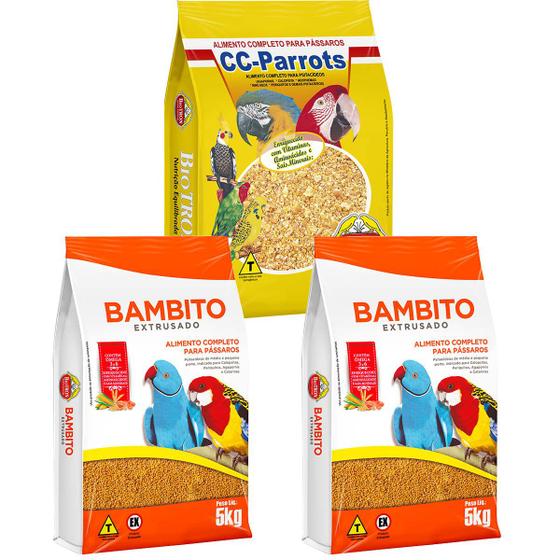 Imagem de Kit Criador 2 Bambito Extrusada 5kg + 1 Cc Parrots 6kg - Biotron Farinhada Alimento para Psitacídeos