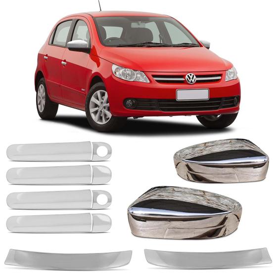 Kit Cromado Gol G5 2009 a 2012 Apliques Retrovisores e Maçanetas 4 Portas + Frisos Moldura da Grade Menor preço em Kit Cromado Gol G5 2009 a 2012 Apliques Retrovisores e Maçanetas 4 Portas + Frisos Moldura da Grade