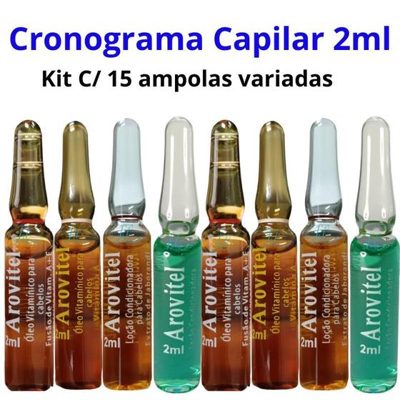 Imagem de Kit Cronograma capilar 15 ampolas 2ml variadas