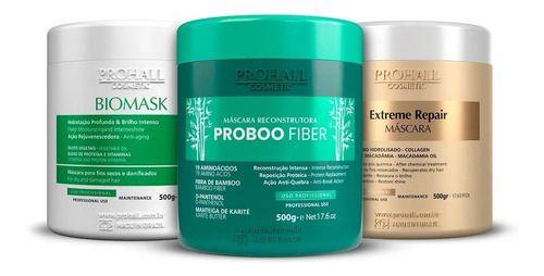 Imagem de Kit Cronograma Capilar Profissional Premium Prohall (Biomask/Proboo/Extreme 500g)