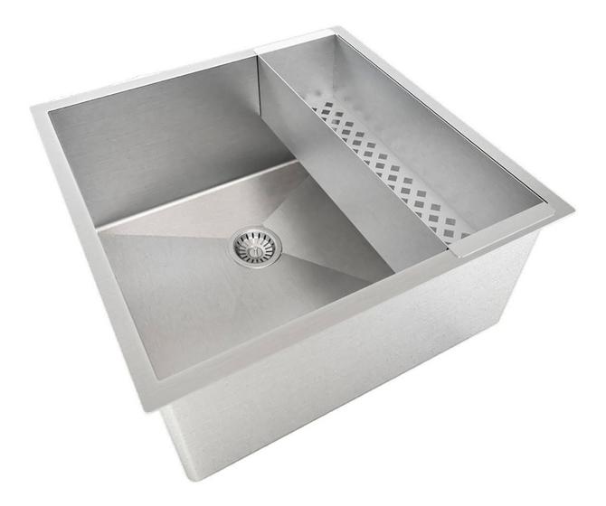Imagem de Kit Cuba 40x40 Aço Inox Com  Escorredor 42,5cm C/ Válvula