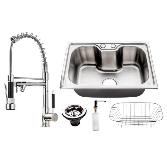 Kit Cuba Aço Inox C/ Torneira Flexível Gourmet Cozinha Menor preço em Kit Cuba Aço Inox C/ Torneira Flexível Gourmet Cozinha