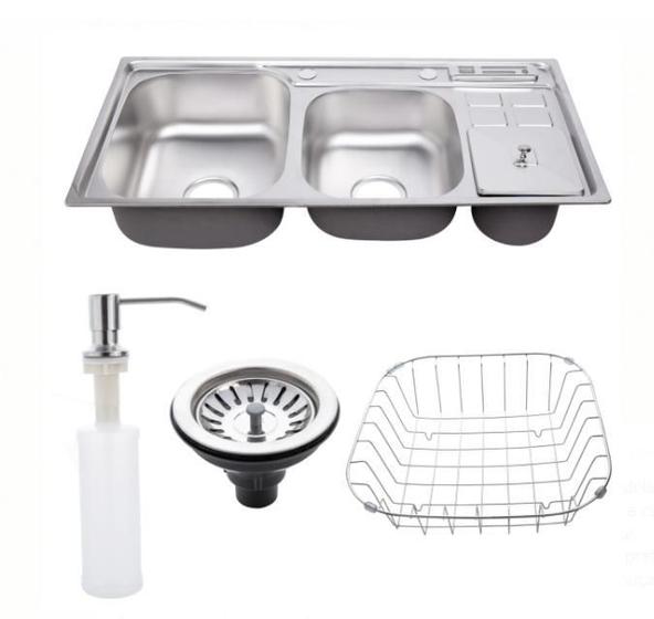 Imagem de Kit Cuba Gourmet Pia De Aço Inox Com Lixeira E Acessórios