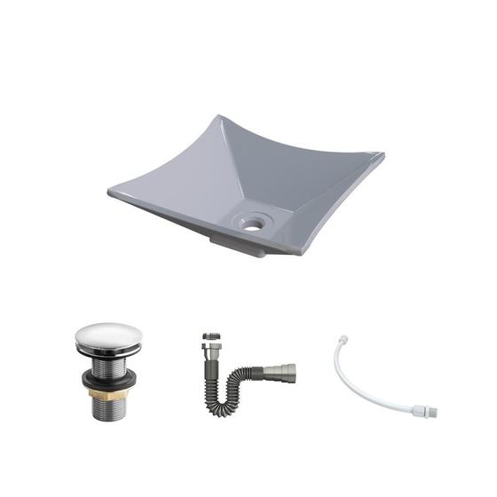 Imagem de Kit Cuba L30 C/Válvula Click 1 1/2'' (4,0cm) + Sifão Cromado + Flexível