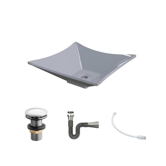 Imagem de Kit Cuba L34 C/Válvula Click 1 1/2'' (4,0cm) + Sifão Cromado + Flexível
