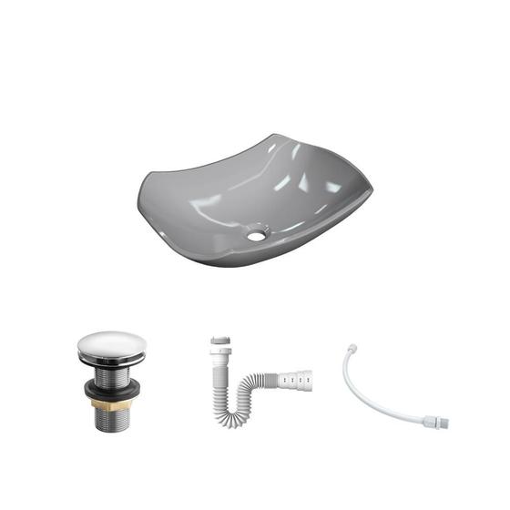 Imagem de Kit Cuba L42 C/Válvula Click 1 1/2'' (4,0cm) + Sifão Pvc + Flexível