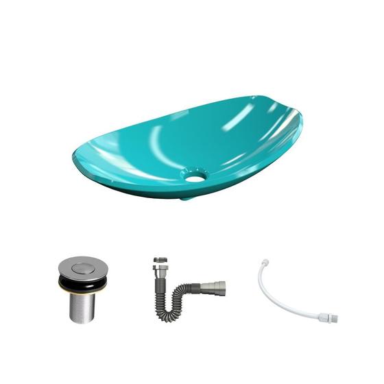 Imagem de Kit Cuba L45 C/Válvula Click 1''B (2,6cm) + Sifão Cromado + Flexível