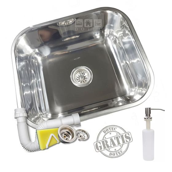Kit Cuba N3 Inox Alto Brilho 40x34x17 Tecnocuba Com Dosador Imagem de Kit Cuba N3 Inox Alto Brilho 40x34x17 Tecnocuba Com Dosador