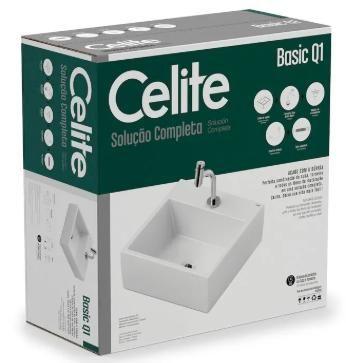 Imagem de Kit Cuba para Banheiro Basic Q1 com Torneira Bica Baixa Basic Celite