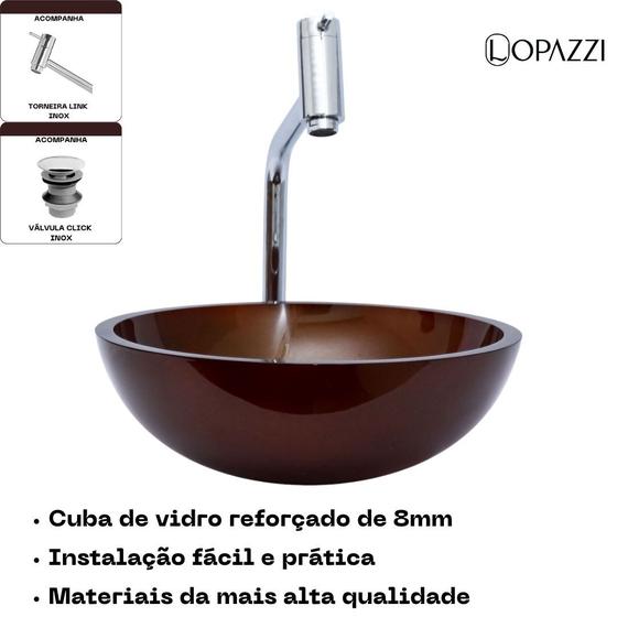 Imagem de Kit cuba para banheiro redonda 30cm com torneira link gourmet e valvula click up - várias cores