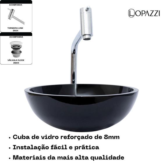 Imagem de Kit cuba para banheiro redonda 30cm com torneira link gourmet e valvula click up - várias cores