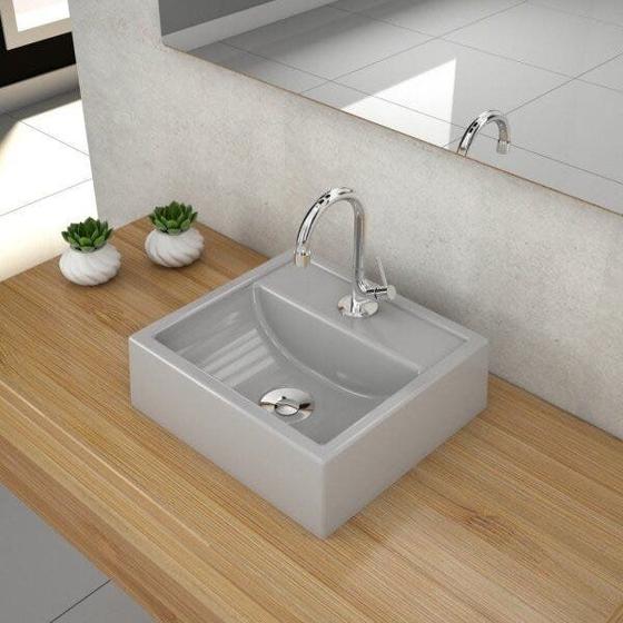 Imagem de Kit Cuba Q32 com Torneira 1198 Metal e Válvula Click 1"B + Sifão Cromado e Flexível Compace