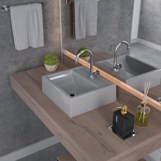 Imagem de Kit Cuba Q32 com Torneira C50 e Válvula ABS, Sifão PVC e Flexível Compace