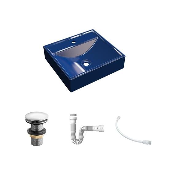 Imagem de Kit Cuba Q39 C/Válvula Click 1''G + Sifão Pvc + Flexível