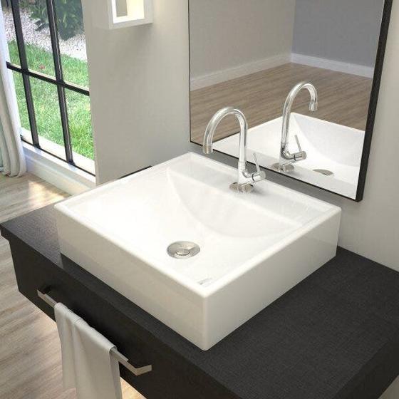 Imagem de Kit Cuba Q39 com Torneira 1198 Metal e Válvula Click 1"B + Sifão PVC e Flexível Compace