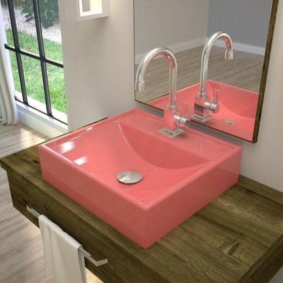 Imagem de Kit Cuba Q39 com Torneira Luxo 1195 Metal e Válvula Click 1 1/2 e Sifão Cromado e Flexível Compace