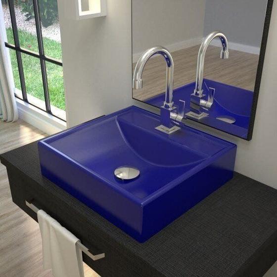 Imagem de Kit Cuba Q39 com Torneira Luxo 1195 Metal e Válvula Click 1 1/2 e Sifão PVC e Flexível Compace