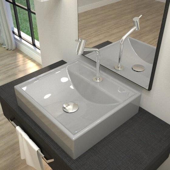 Imagem de Kit Cuba Q39 com Torneira Pratika 1060 Metal e Válvula Click 1 Pol. 1/2 Sifão Cromado e Flexível Compace